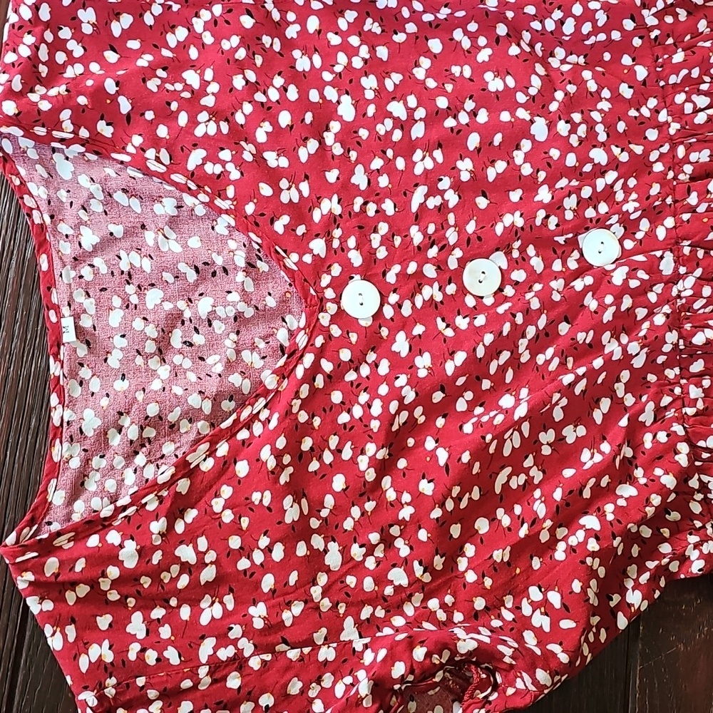 Red Button-Front Dress - Picture 2 of 3